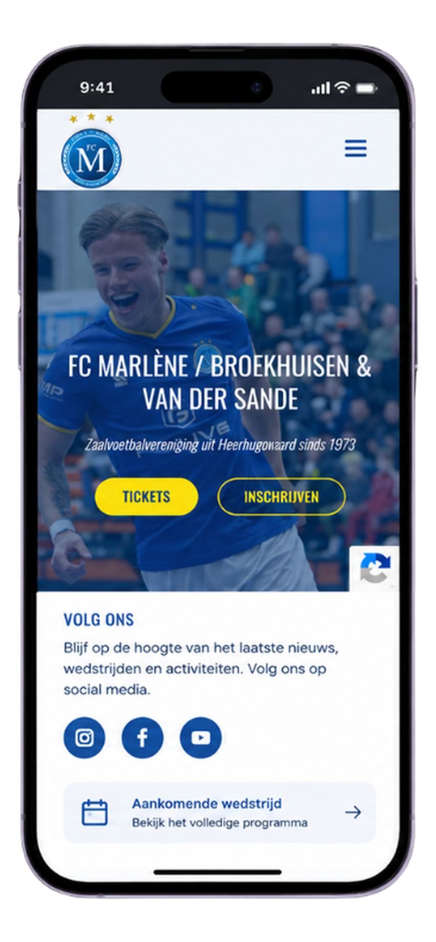 Mobiele website van FC Marlène