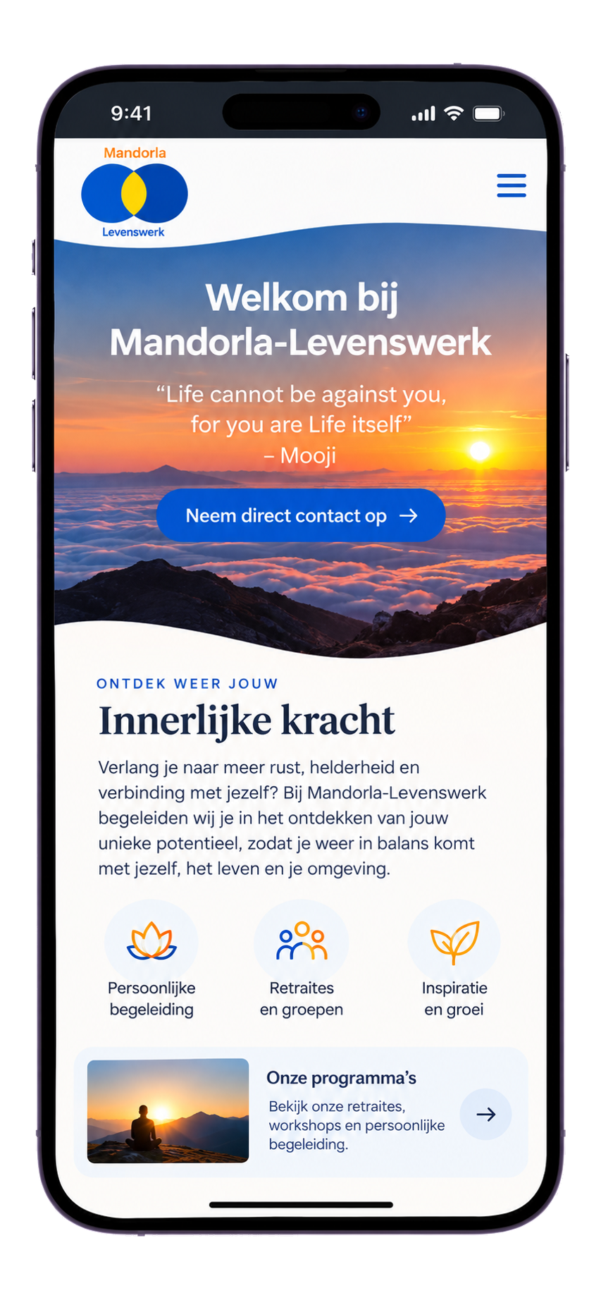 Mobiele website van Mandorla Levenswerk